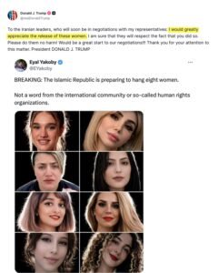 Trump Urges Iran to Release Women Ahead of Talks, Calls It ‘Great Start’ to Negotiations