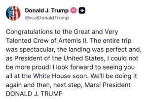 Next Step, Mars!’: Donald Trump Outlines Ambitious Plan After Artemis II Success