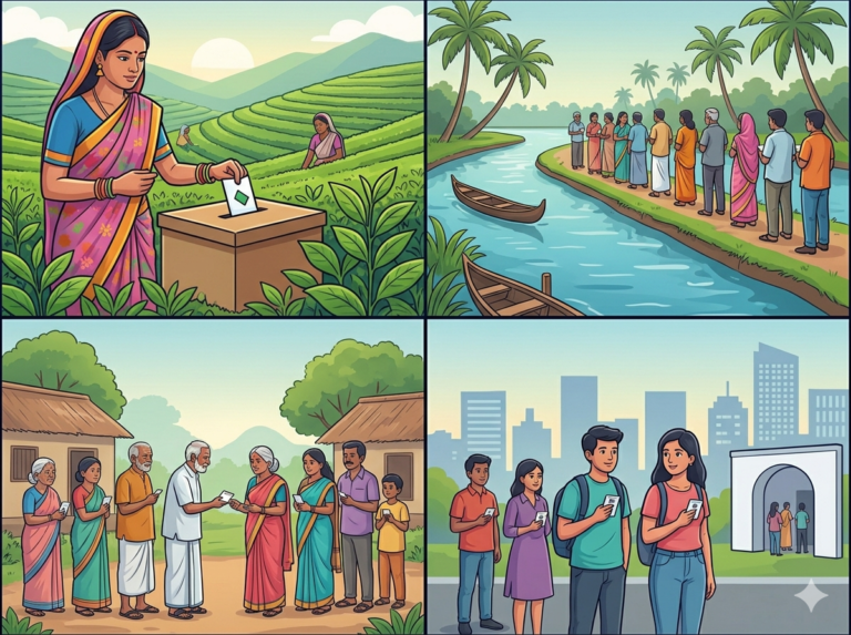 Assam, Keralam & Puducherry Vote Today: High Turnout and Enthusiastic Voter Participation Marks Crucial Election Day