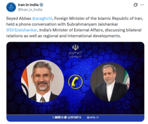 Iran–India Diplomatic Call: Foreign Ministers Discuss Bilateral Ties and Global Developments