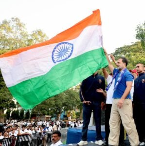 Rahul Gandhi Joins ‘Run for Ambedkar’ Marathon in Delhi, Targets BJP Over Constitution Ahead of Ambedkar Jayanti