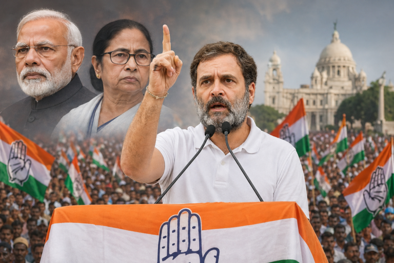 Rahul Gandhi Attacks Narendra Modi & Mamata Banerjee at Bengal Rally, Calls It ‘Battle of Ideologies’