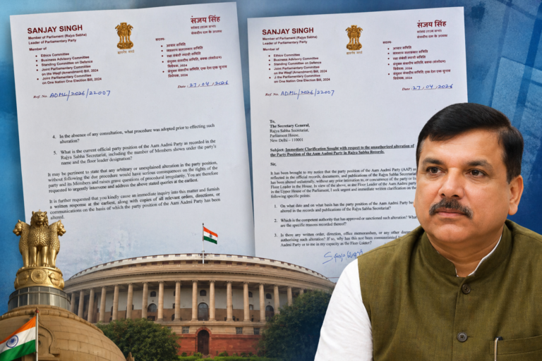 AAP MP Sanjay Singh Seeks Urgent Clarification from Rajya Sabha Over Alleged Alteration of Party Position