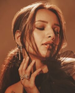 Close-up of Triptii Dimri’s dewy makeup and kohl-rimmed eyes.