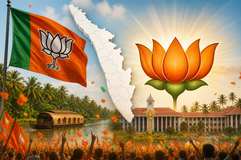 BJP Opens Account in Kerala: NDA Wins Nemom, Kazhakoottam & Chathannoor Seats in Assembly Elections 2026