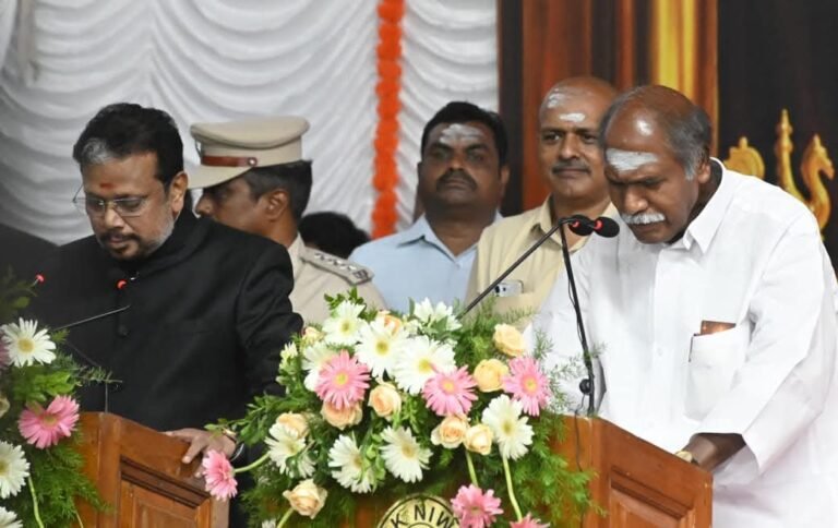N. Rangasamy Sworn In as Puducherry Chief Minister for Record Fifth Term