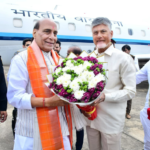Andhra Pradesh CM Chandrababu Naidu Welcomes Defence Minister Rajnath Singh at Puttaparthi Airport