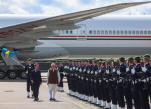 PM Narendra Modi Arrives in Sweden, Thanks PM Ulf Kristersson for Warm Welcome at Gothenburg Airport
