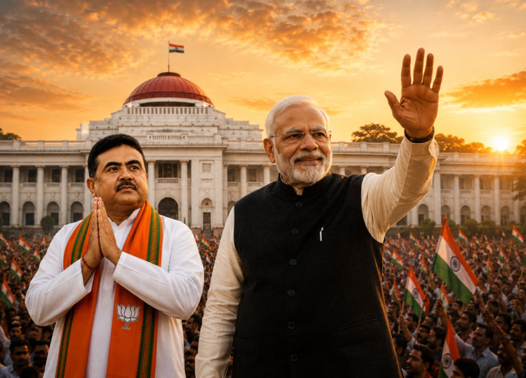 ‘Sonar Bangla Begins’: Suvendu Adhikari Welcomes PM Narendra Modi at Bengal Swearing-In